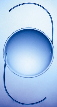 Near-ultraviolet light is used after implantation to adjust and then lock in the power of this lens.